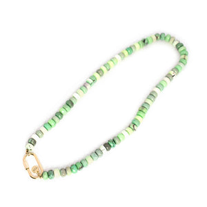 green grass agate bead necklace