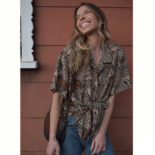 jungle paisley button down